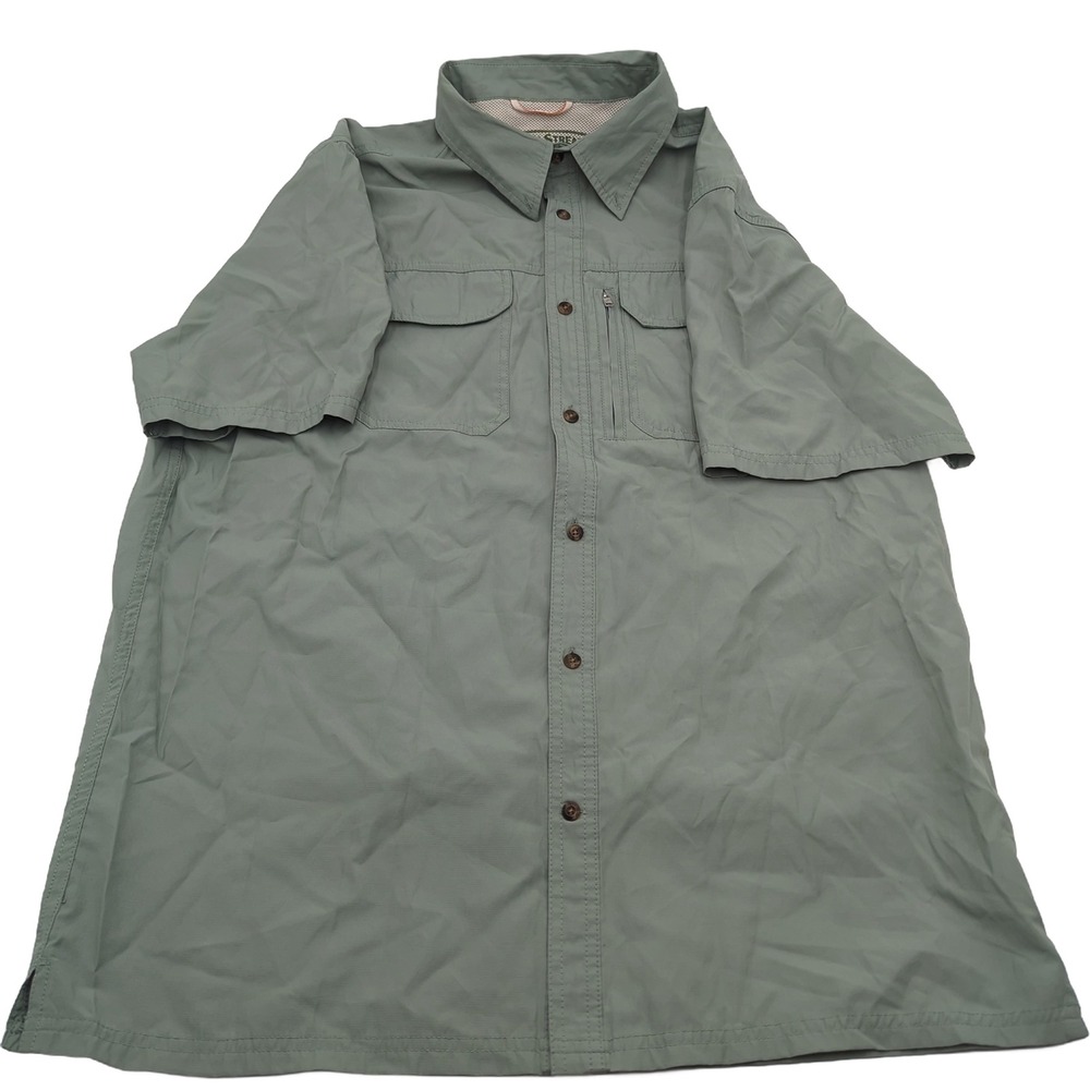 Field & Stream Mens Large Sage Green Fishing Shirt Short Sleeve Utility Outdoor